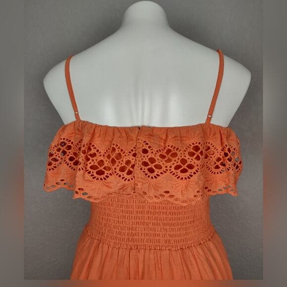 Lovers and Friends Dallas Midi 100% Cotton Dress in Peach Size Small Flawed - Picture 14 of 16